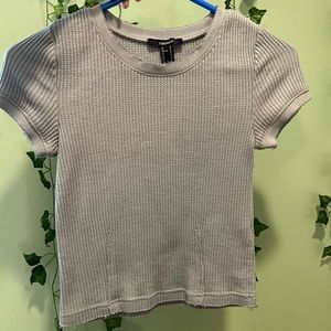 Ribbed-Waffle Knit Cropped Tee